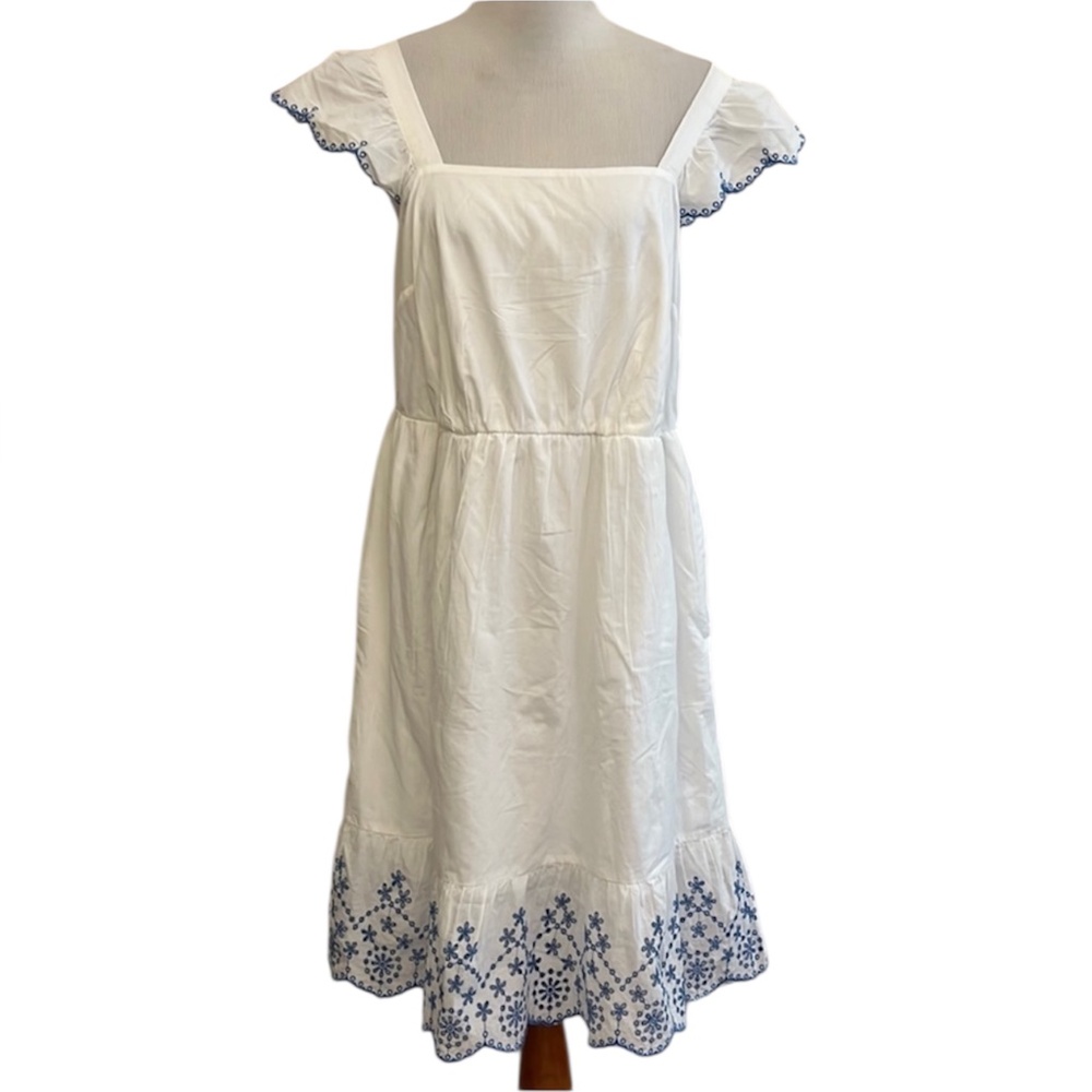 Lane Bryant Short Flutter Sleeve Square Neck Embroidered Dress Size 14 - Picture 4 of 8